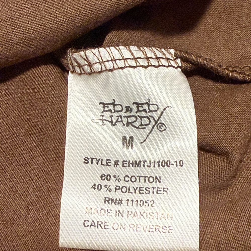 Ed Hardy men's graphic t-shirt featuring a roaring tiger tattoo Brown size Mediu - Picture 5 of 6